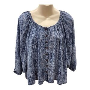 Mia Melon Flowy Blouse, Size S - 100% Rayon, Designed in Canada